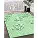 Machine Washable Transitional Mint Green Rug in a Family Room, wshpat1862grn