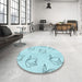 Round Patterned Diamond Blue Rug in a Office, pat1862lblu