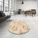 Round Patterned Moccasin Beige Rug in a Office, pat1862org