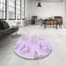 Round Patterned Bright Lilac Purple Rug in a Office, pat1862pur