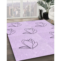 Patterned Bright Lilac Purple Rug, pat1862pur