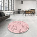 Round Patterned Light Coral Pink Rug in a Office, pat1862rd