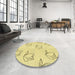 Round Patterned Yellow Rug in a Office, pat1862yw