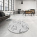 Round Patterned Dark Gray Novelty Rug in a Office, pat1862