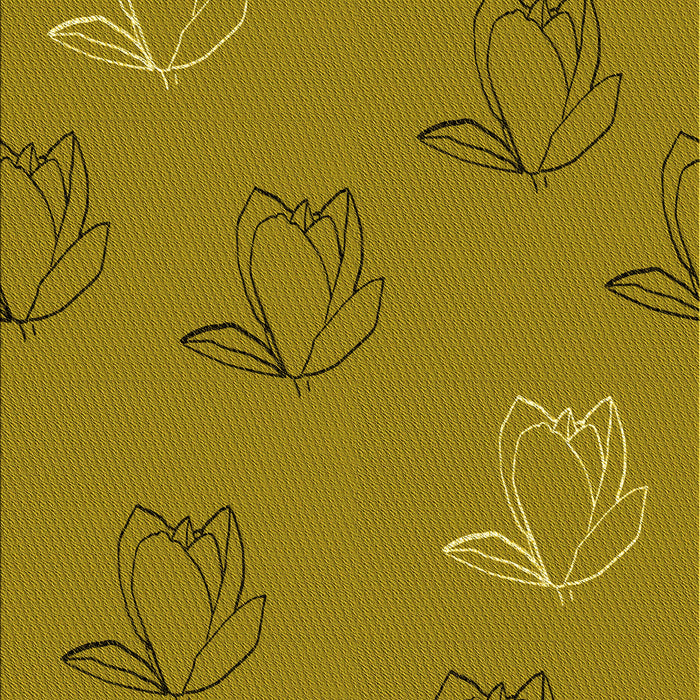 Patterned Dark Yellow Green Rug, pat1863yw