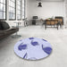 Round Patterned Lavender Blue Rug in a Office, pat1864blu