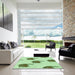 Square Patterned Green Rug in a Living Room, pat1864grn