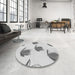 Round Patterned Platinum Gray Rug in a Office, pat1864gry