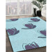 Machine Washable Transitional Koi Blue Rug in a Family Room, wshpat1864lblu