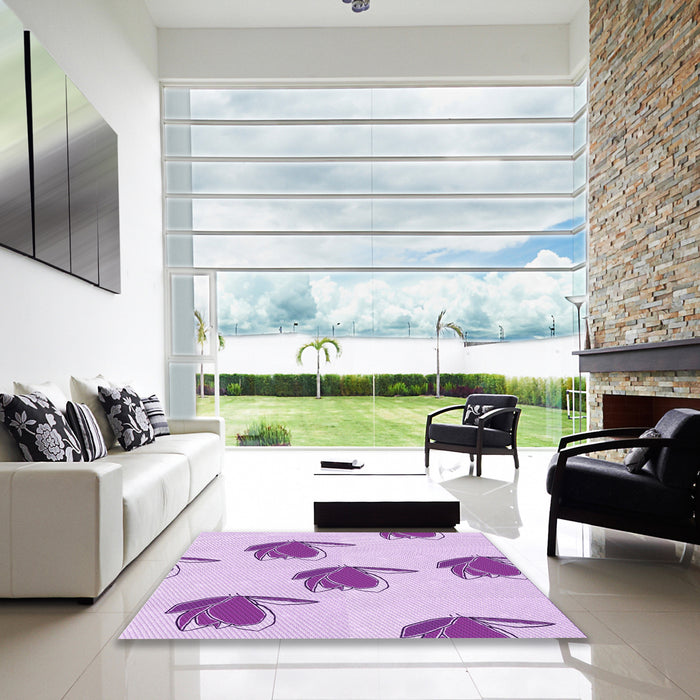 Machine Washable Transitional Purple Rug in a Kitchen, wshpat1864pur