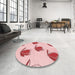 Round Patterned Red Rug in a Office, pat1864rd