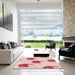 Square Patterned Red Rug in a Living Room, pat1864rd