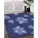 Patterned Denim Dark Blue Rug in Family Room, pat1865blu