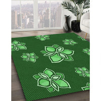 Patterned Deep Emerald Green Rug, pat1865grn