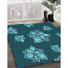 Patterned Medium Teal Green Rug in Family Room, pat1865lblu