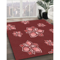 Patterned Cranberry Red Rug, pat1865rd