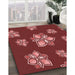 Patterned Cranberry Red Rug in Family Room, pat1865rd