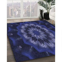 Patterned Night Blue Rug, pat1866blu