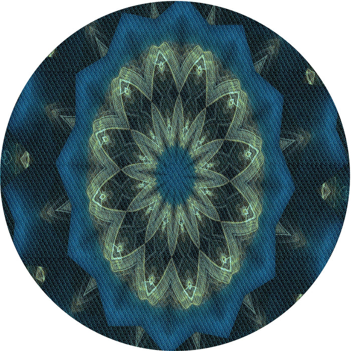 Square Machine Washable Transitional Deep Teal Green Rug in a Living Room, wshpat1866lblu
