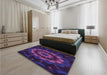 Patterned Dark Purple Rug in a Bedroom, pat1866pur