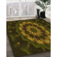 Patterned Dark Bronze Brown Rug, pat1866yw