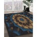 Patterned Black Novelty Rug in Family Room, pat1866