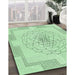 Machine Washable Transitional Mint Green Rug in a Family Room, wshpat1867grn