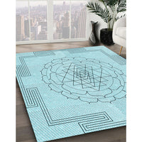 Patterned Electric Blue Rug, pat1867lblu