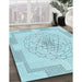 Patterned Electric Blue Rug in Family Room, pat1867lblu