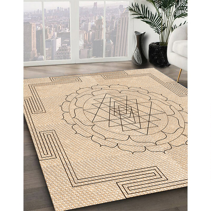 Patterned Peru Brown Rug in Family Room, pat1867org