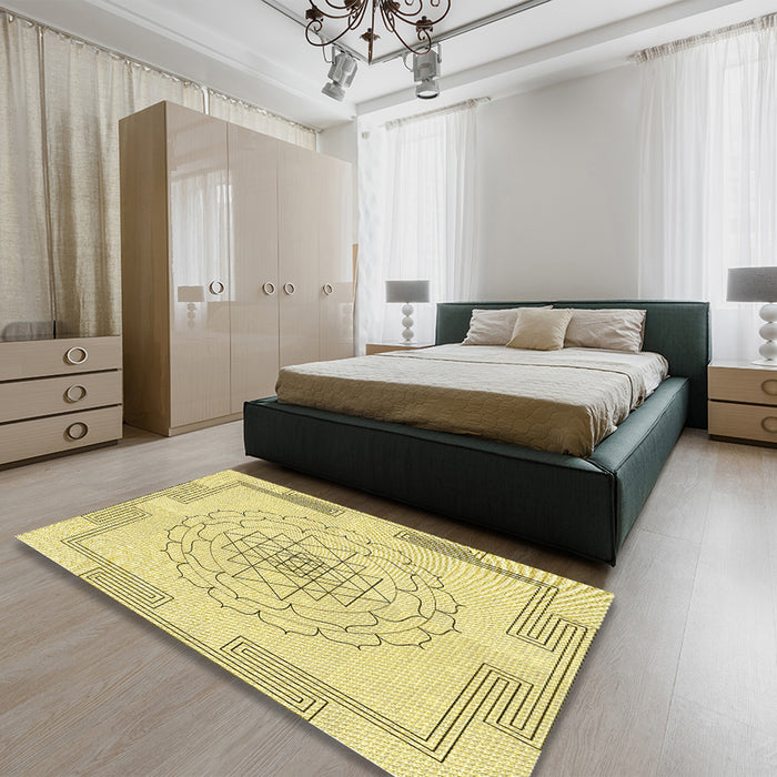 Patterned Sun Yellow Rug in a Bedroom, pat1867yw