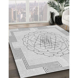 Patterned Off-White Novelty Rug in Family Room, pat1867