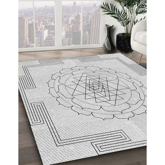 Patterned Off-White Novelty Rug in Family Room, pat1867