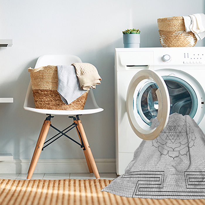 Machine Washable Transitional White Smoke Rug in a Washing Machine, wshpat1867