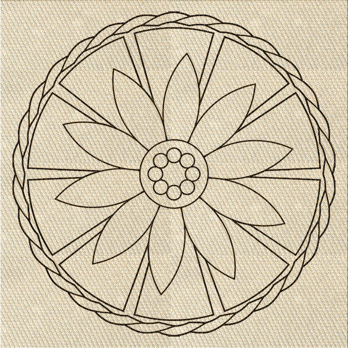 Round Patterned Moccasin Beige Rug, pat1868brn