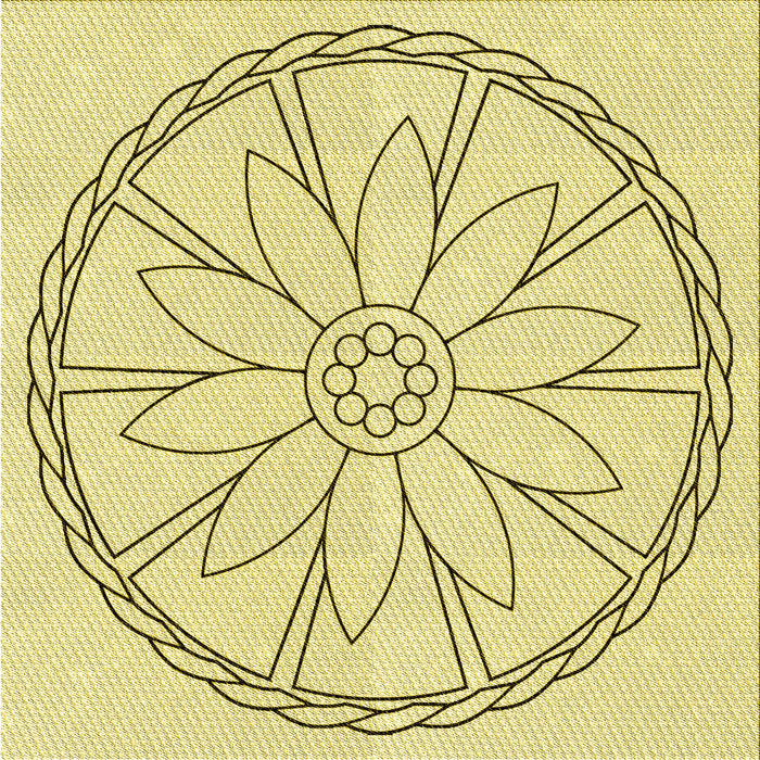 Round Machine Washable Transitional Sun Yellow Rug, wshpat1868yw