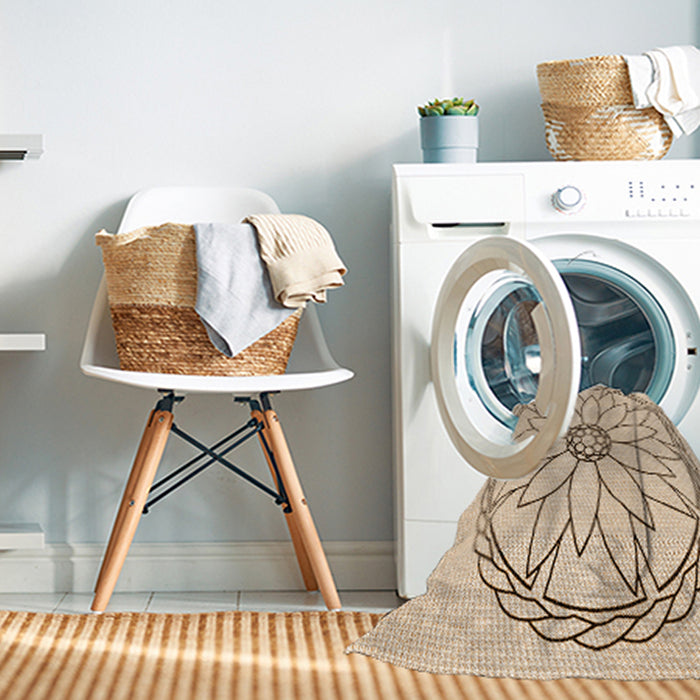 Machine Washable Transitional Peru Brown Rug in a Washing Machine, wshpat1869org