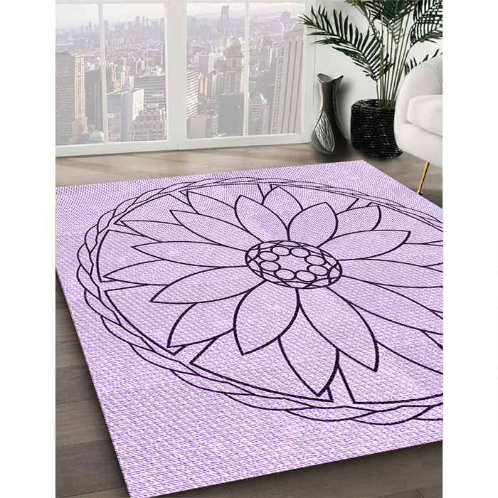 Patterned Lilac Purple Rug in Family Room, pat1869pur
