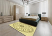 Round Machine Washable Transitional Sun Yellow Rug in a Office, wshpat1869yw