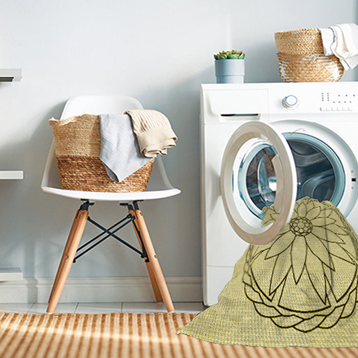 Machine Washable Transitional Sun Yellow Rug in a Washing Machine, wshpat1869yw