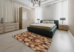 Patterned Sand Brown Novelty Rug in a Bedroom, pat186