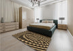 Patterned Bronze Brown Rug in a Bedroom, pat187brn