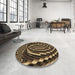 Round Patterned Bronze Brown Rug in a Office, pat187brn