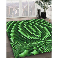 Patterned Deep Emerald Green Rug, pat187grn