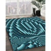 Patterned Dark Turquoise Green Rug in Family Room, pat187lblu