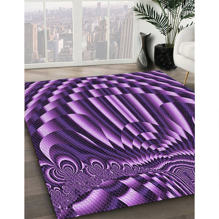 Patterned Purple Rug in Family Room, pat187pur