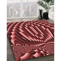 Patterned Dark Red Rug, pat187rd