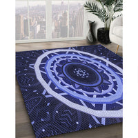 Patterned Medium Slate Blue Rug, pat1870blu