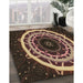 Machine Washable Transitional Black Brown Rug in a Family Room, wshpat1870brn