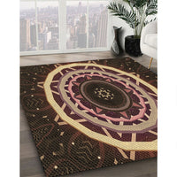 Patterned Black Brown Rug, pat1870brn